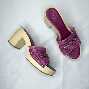 Franco Sarto Pink Capri Platform Slip On‎ Sandals Heels Womens 9 Basket Clog